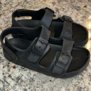 Kids Black Sandals with Adjustable Straps